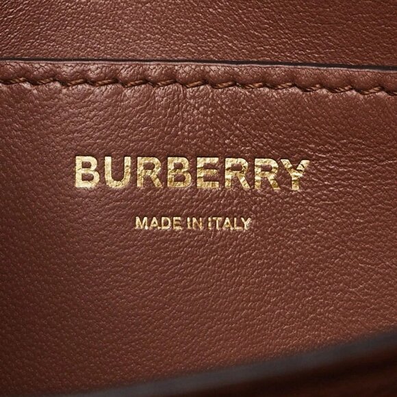 Burberry Brown/White Leather/Canvas Mini TB Shoulder Bag - Picture 6 of 10